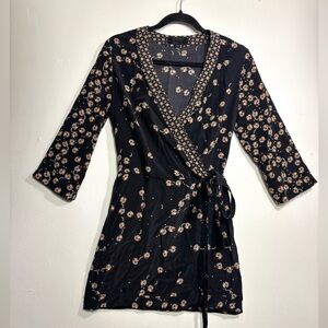 All Saints Alva Fraise Silk Wrap Dress